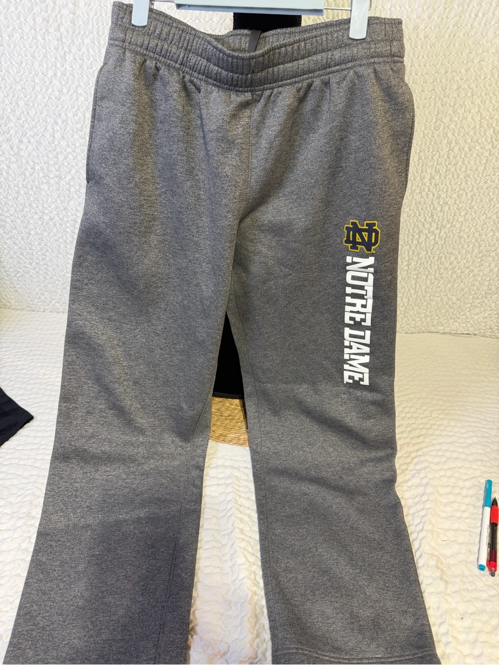 Under armour Gray Notre Dame Sweatpants with Yellow Logo